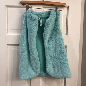 Beautees Teal Faux Fur Vest